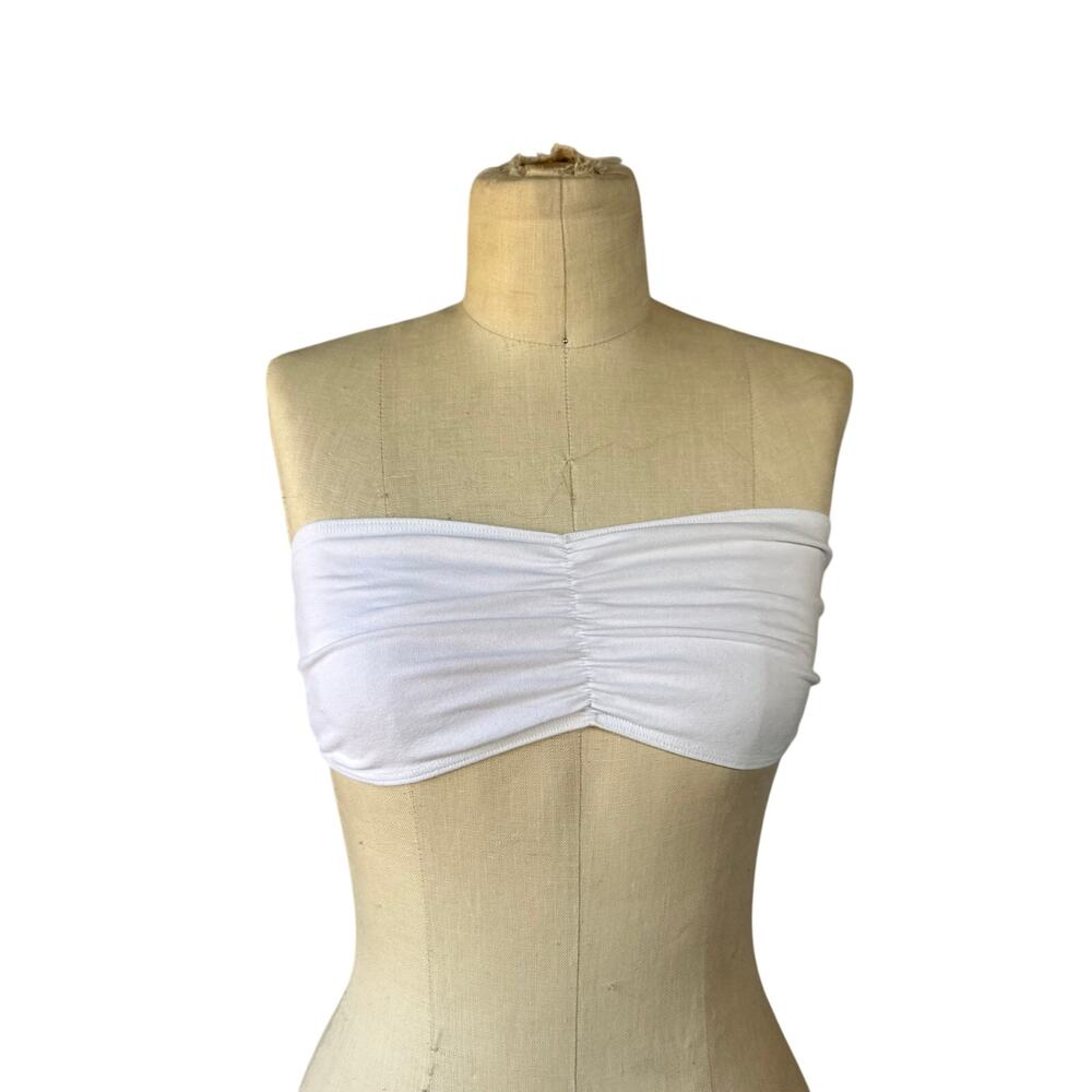Los Angeles Apparel Garment Dye Ruched Tuba Bra in White